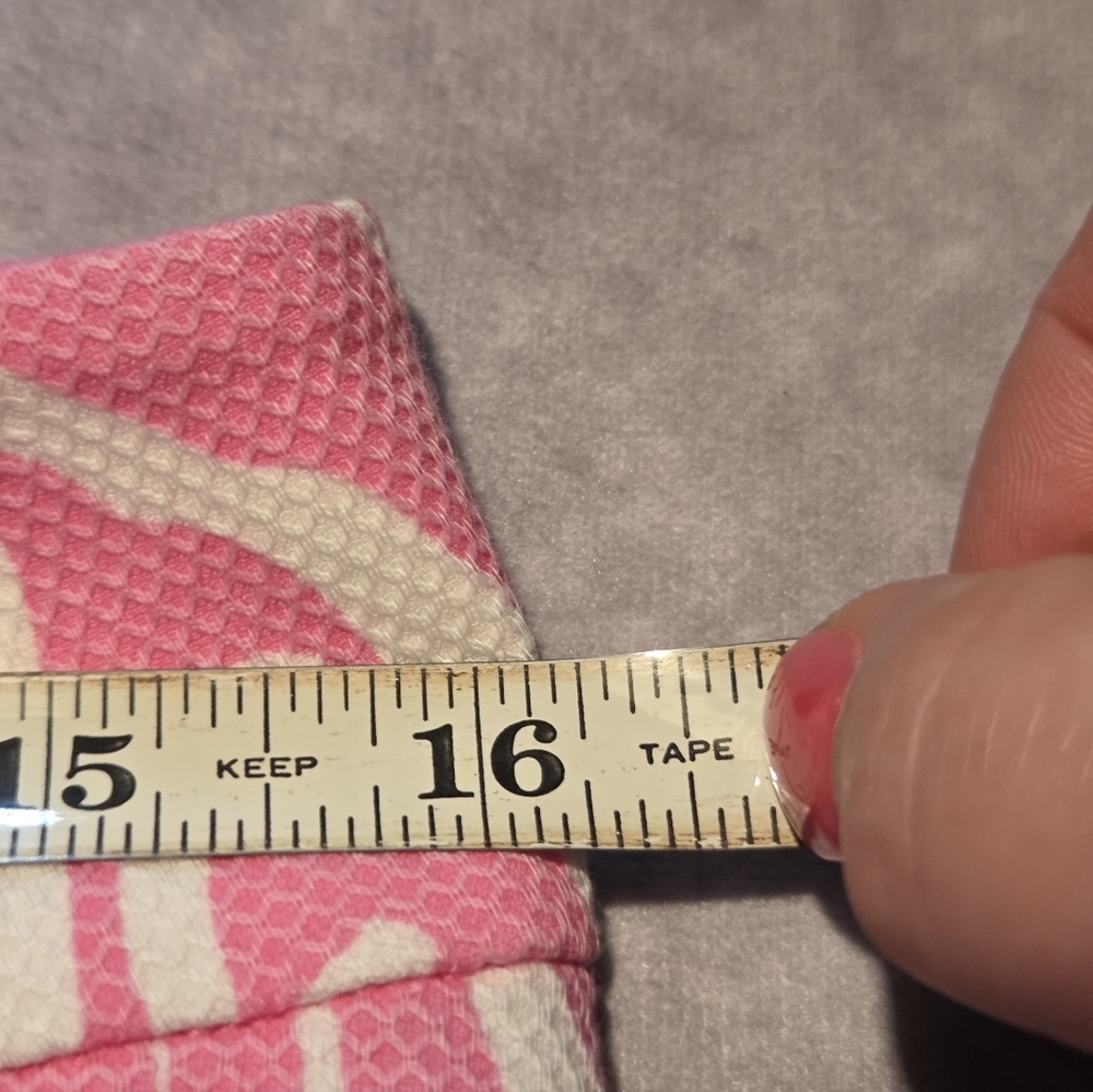 Lilly Pulitzer Palm Beach Fit Cropped Pants Pink Palm Sz 4 Gold Button Preppy - Picture 10 of 12